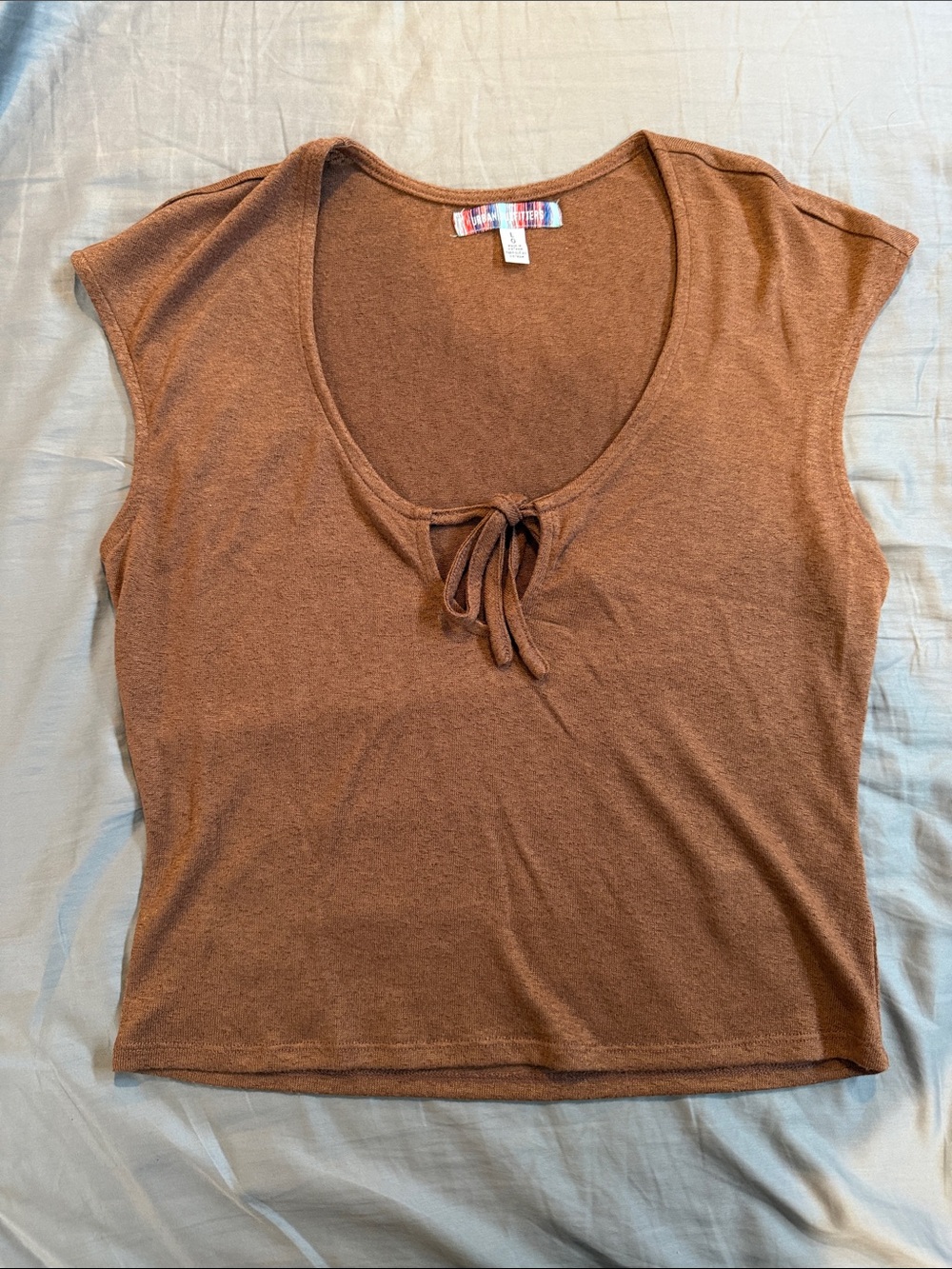 Urban Outfitters Rust Tie-Front Short Sleeve Top